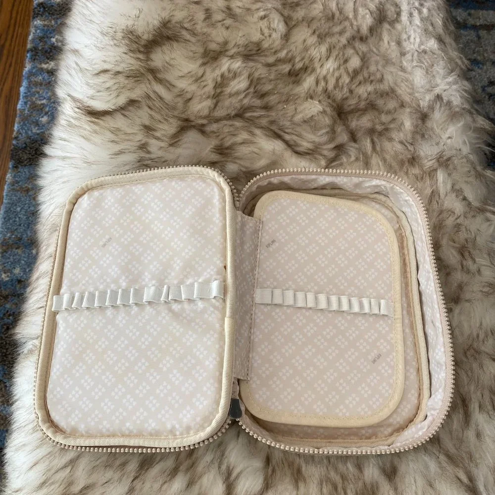 NWT Kipling 100 Pens Printed Case Bag Pouch Sparkly Gold